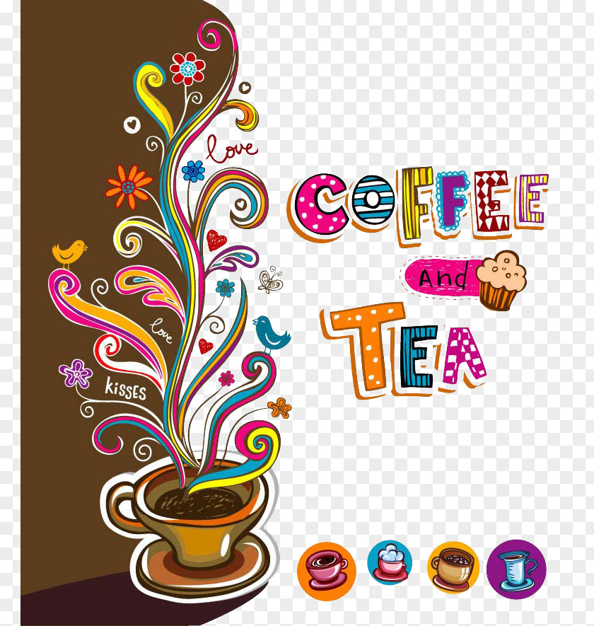 Coffee Illustration Poster Latte Tea Cafe Internet Password Organizer PNG