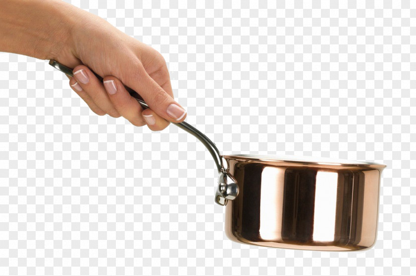 Hand Holding Milk Copper Pot HD Picture Crock Stock Frying Pan PNG