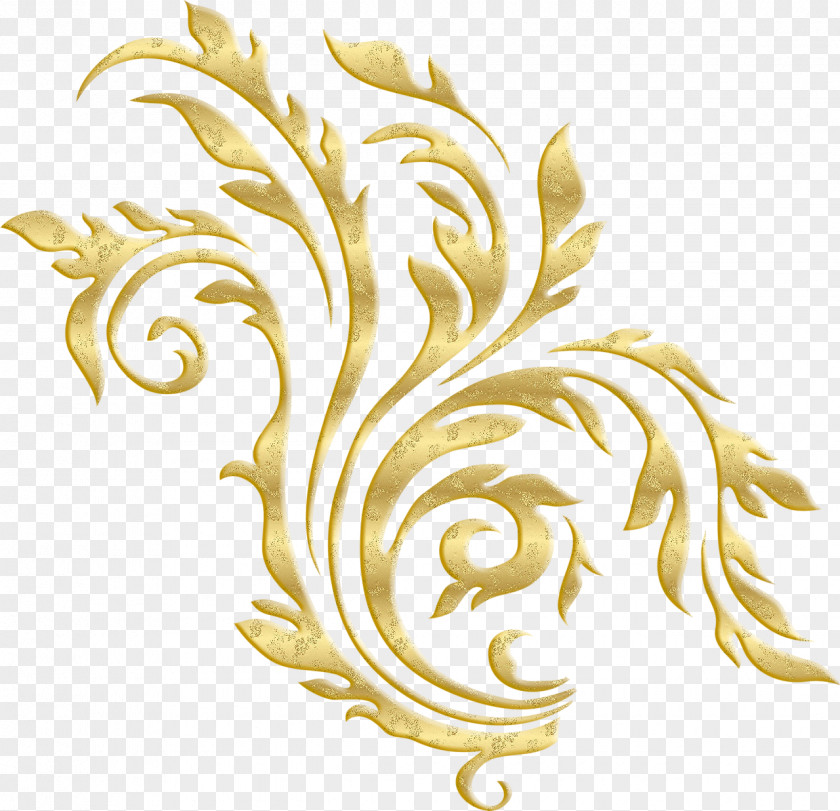 Gold Floral Clip Art PNG