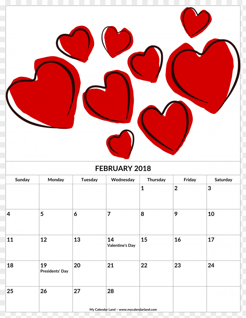 Valentine's Day Calendar Date 0 Gift PNG
