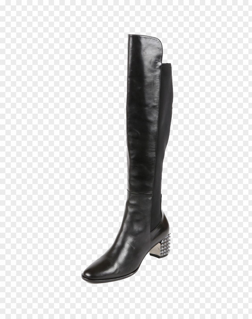 Black Cow Leather Boots Gaotong Cattle Riding Boot PNG