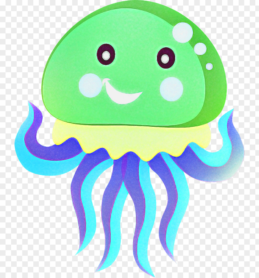 Green Turquoise Octopus Jellyfish Smile PNG