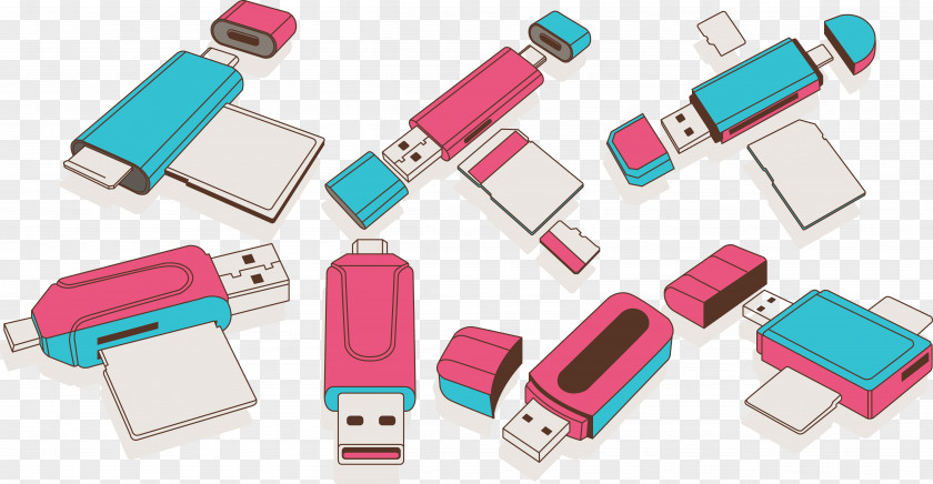 Red USB Card Reader Credit Flash Drive Icon PNG