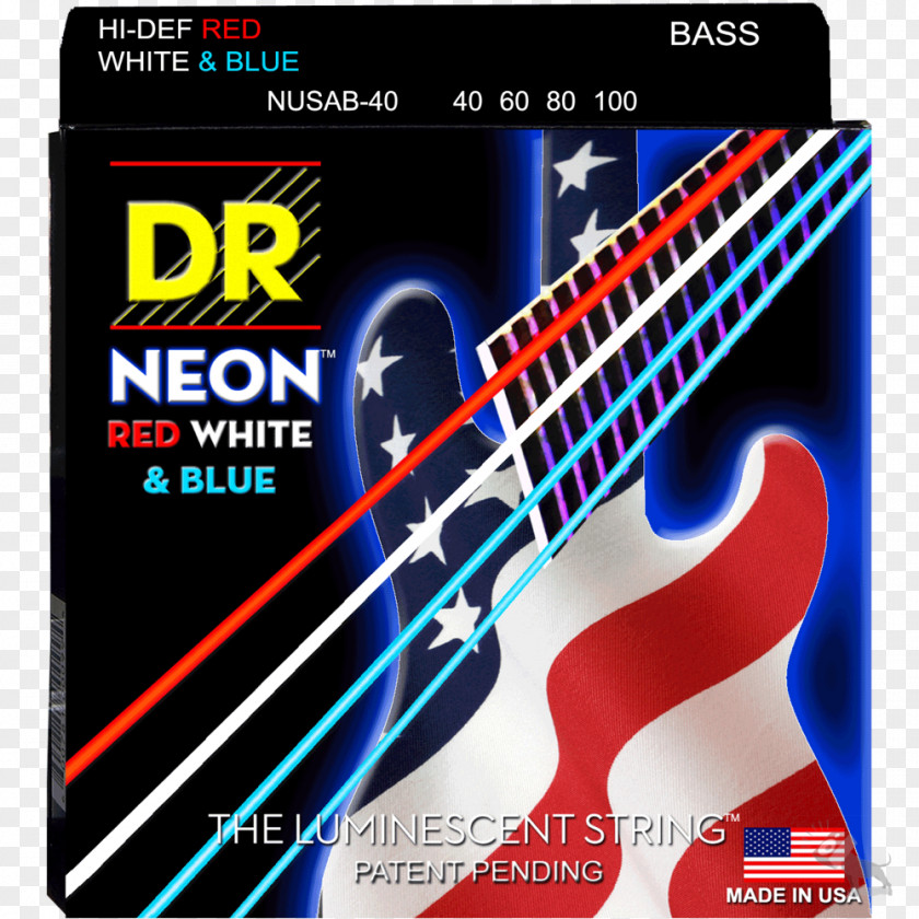 String Red DR Handmade Strings Bass Guitar Double PNG