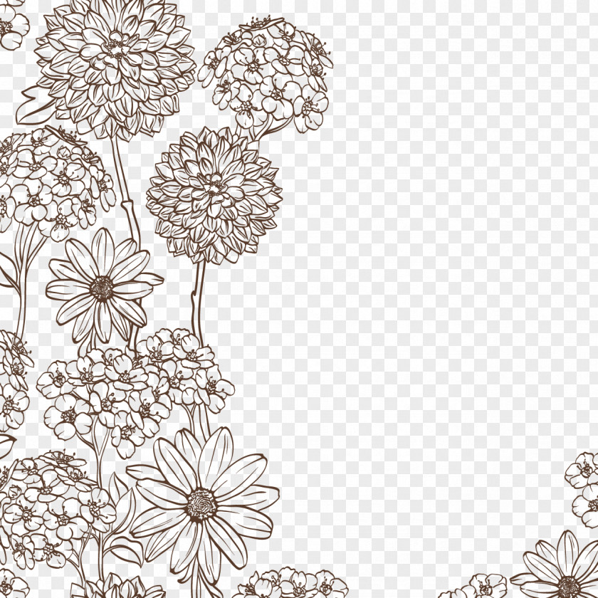 Sketch Of Floral Elements Flower Shutterstock Color Pattern PNG