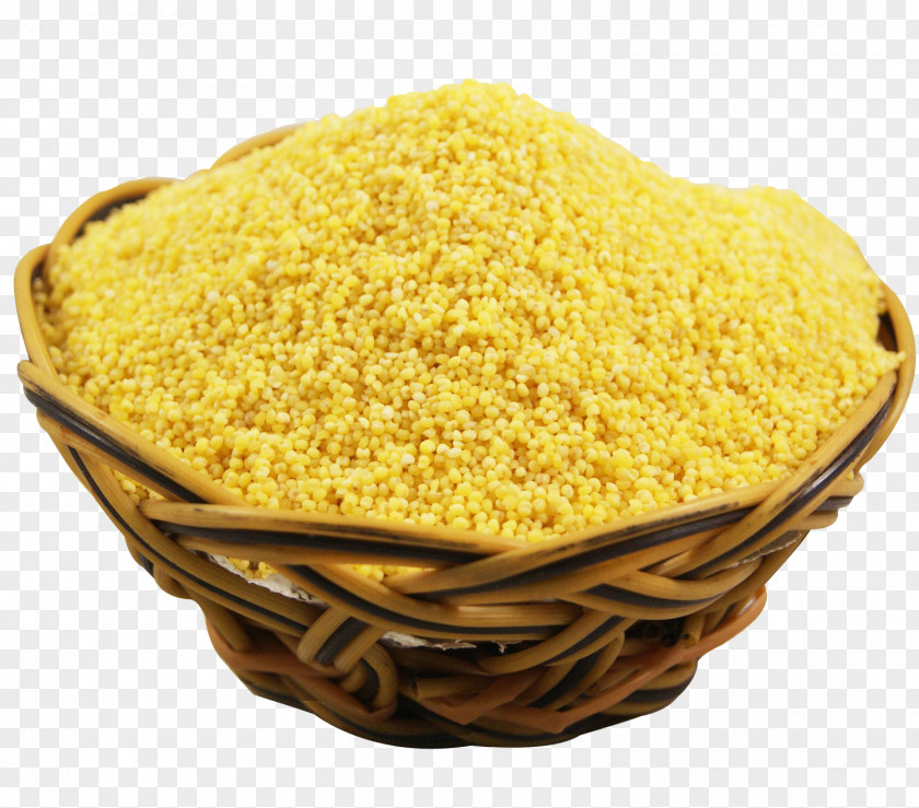 Woven Basket Large Yellow Rice Cereal Food PNG