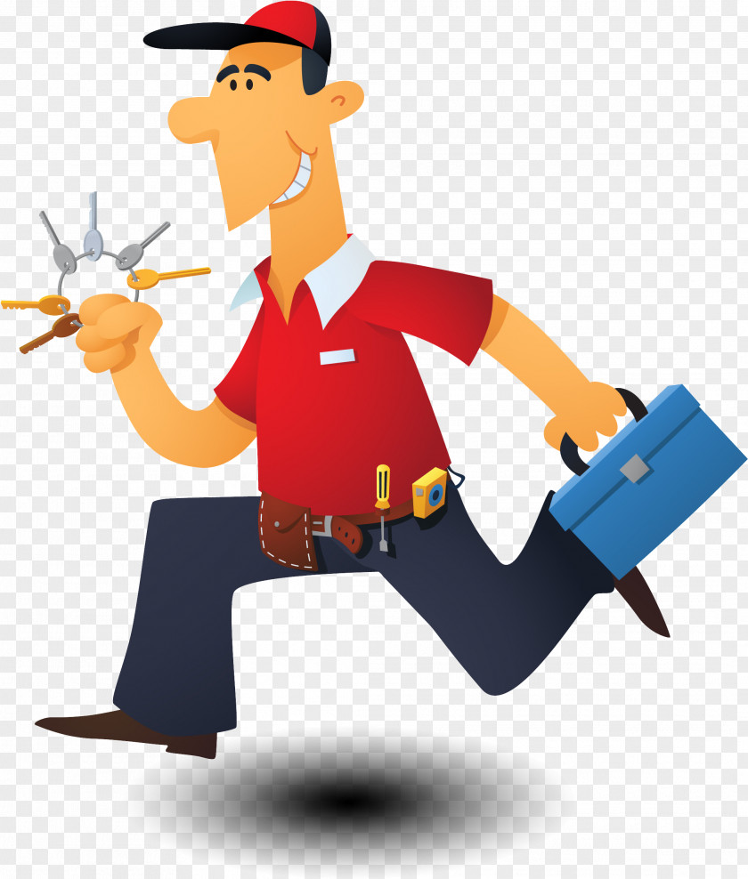 Construction Worker Job Shield Locksmith Security Cartoon PNG