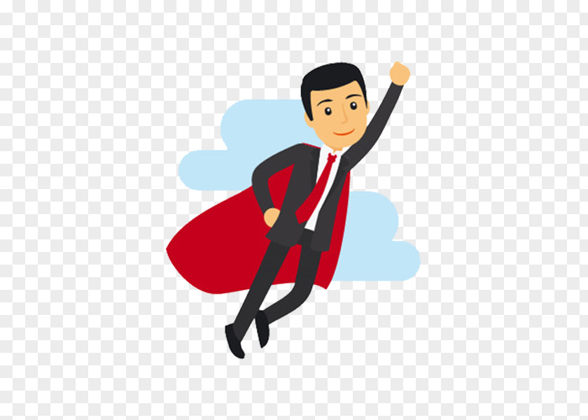 Hand-painted Superman Cartoon Businessperson Stock Illustration PNG
