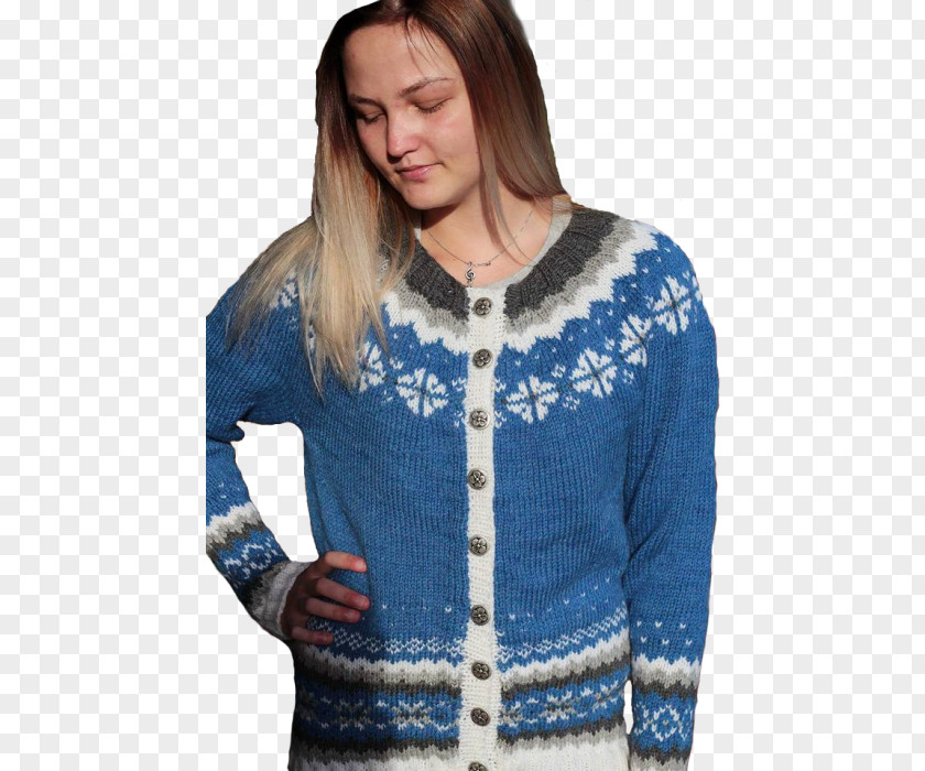 Kofte Cardigan Knitting Sleeve Blue Wool PNG