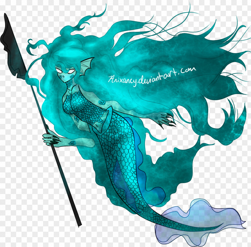Mermaid Legendary Creature Poor Unfortunate Souls Color Monochrome PNG