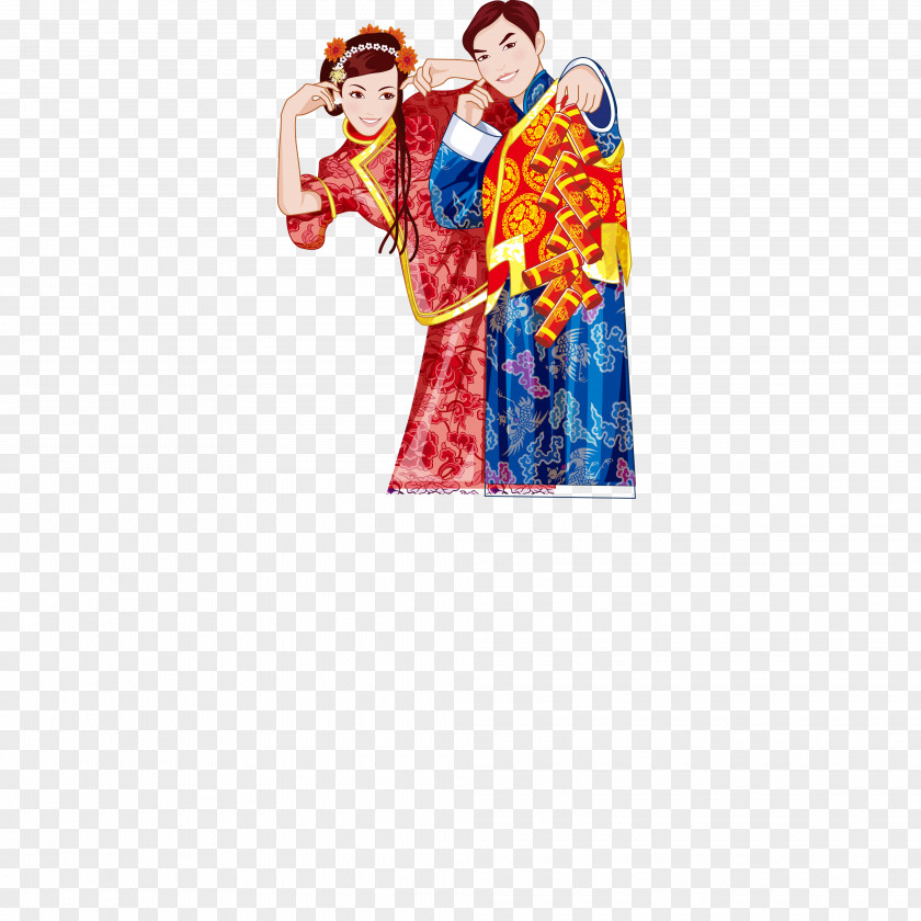 Chinese Traditional Bride And Groom Bridegroom Wedding PNG