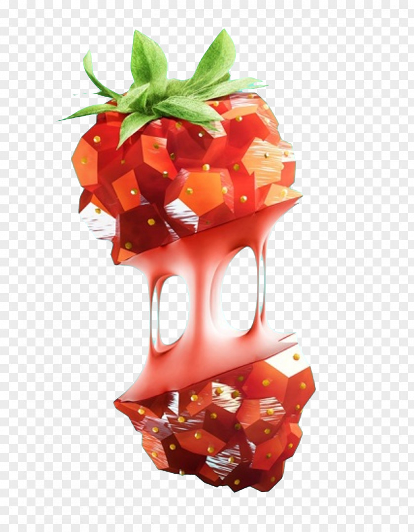 Strawberry Diamond Perspective Low Poly Fruit 3D Computer Graphics Behance Illustration PNG