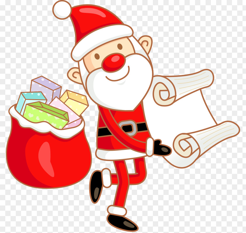 Vector Christmas List Santa Claus Cartoon Clip Art PNG