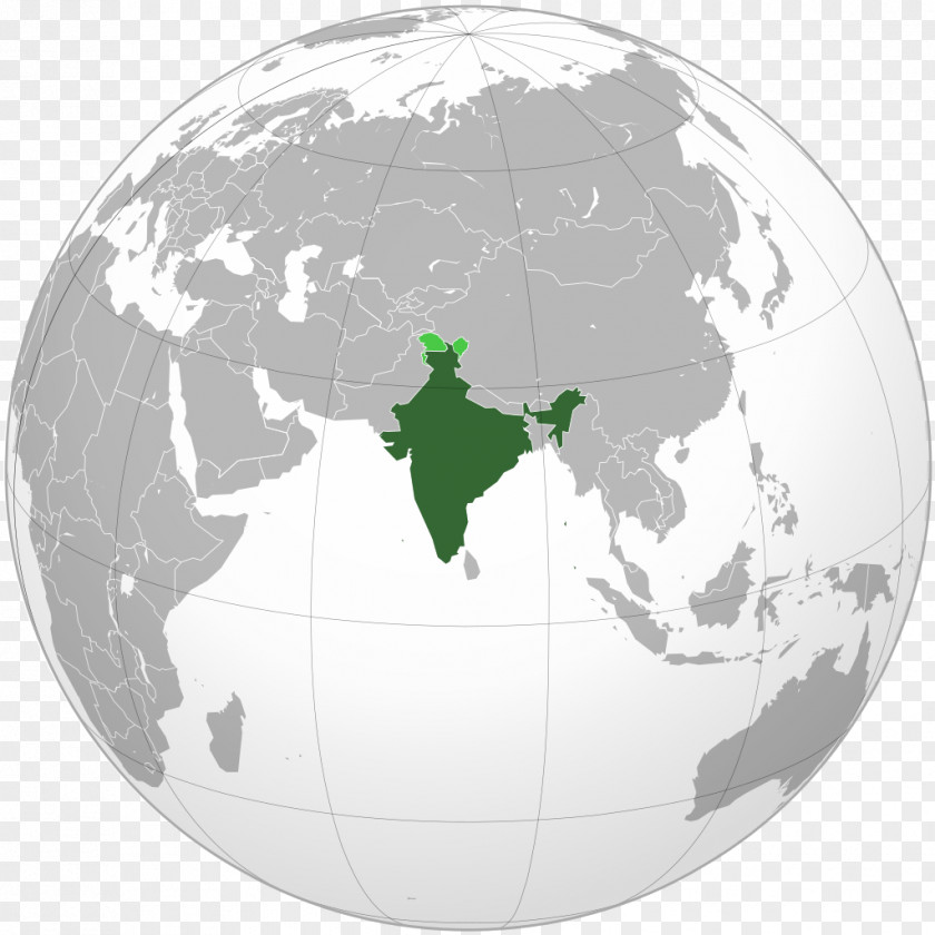 Asian India Globe Orthographic Projection Map Country PNG