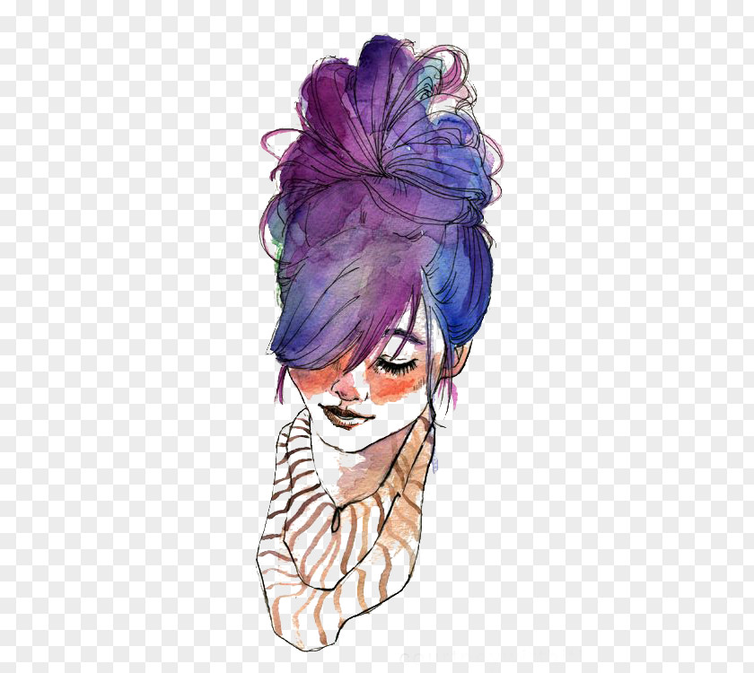 Girls Drawing Watercolor Painting Art Fashion Illustration PNG