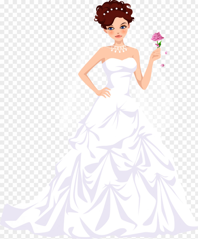 Vector Beautiful Bride Wedding Dress Vecteur PNG