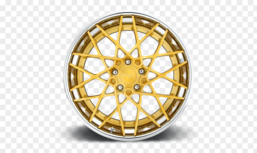 Brushed Gold Alloy Wheel Rim Forging Car PNG