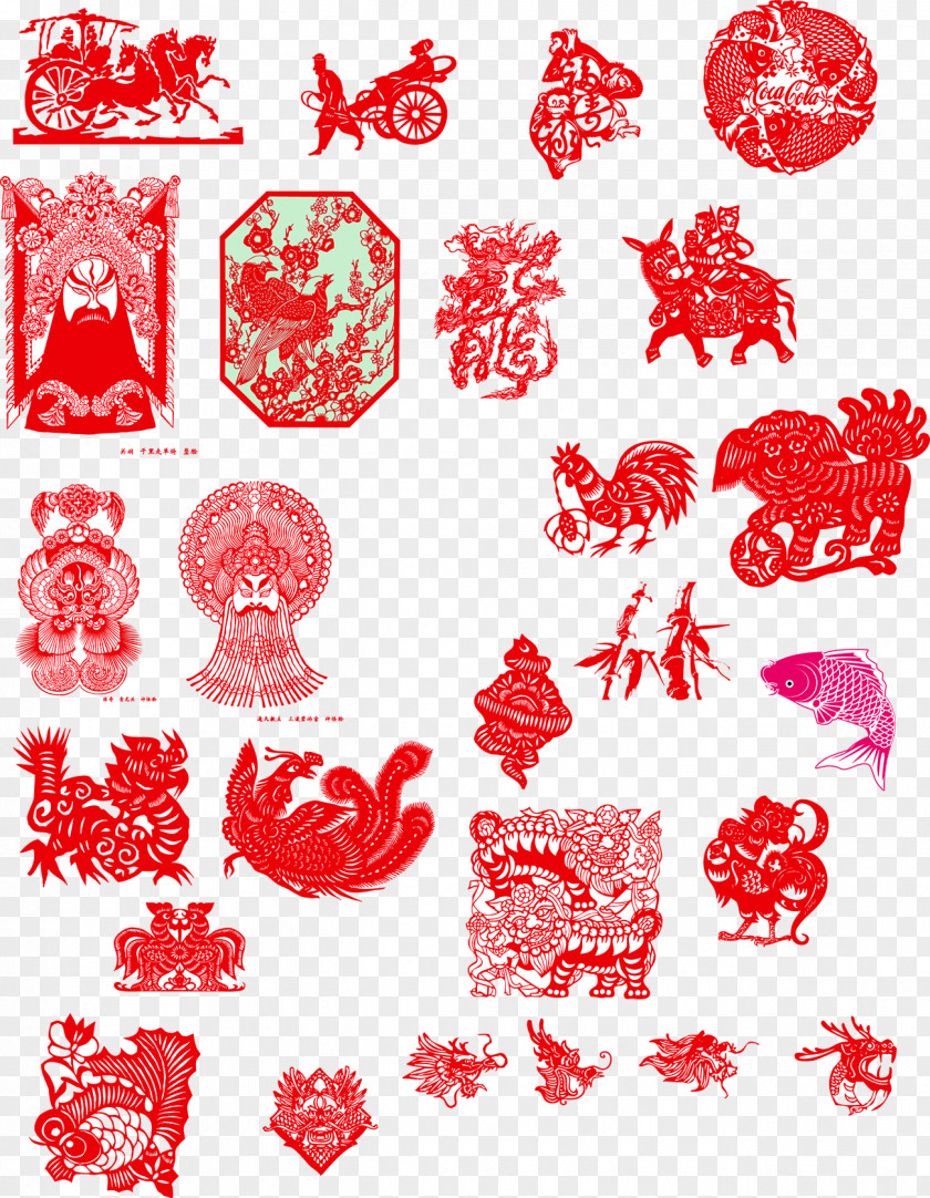 Chinese New Year Festive Paper-cut Set Visual Arts Petal Pattern PNG