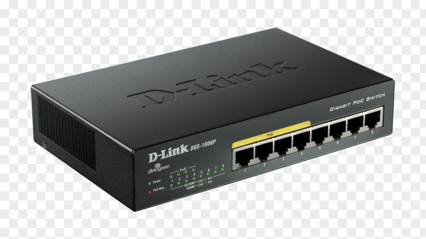 Network Switch Power Over Ethernet Gigabit D-Link DGS 1008P Port PNG