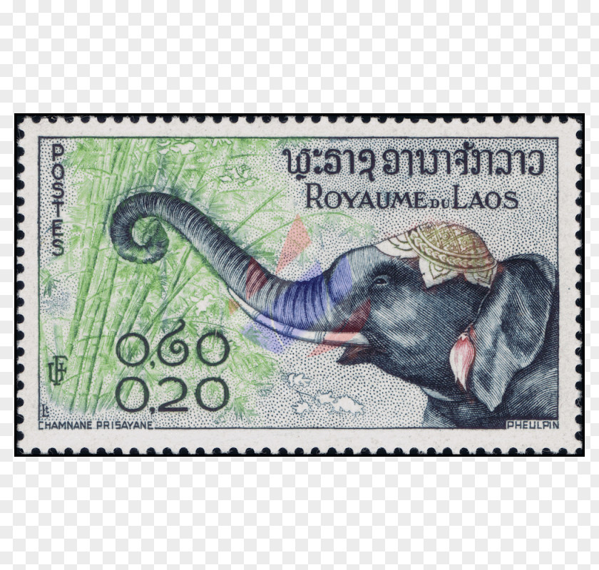 Elephants Postage Stamps Mail African Elephant Laos PNG