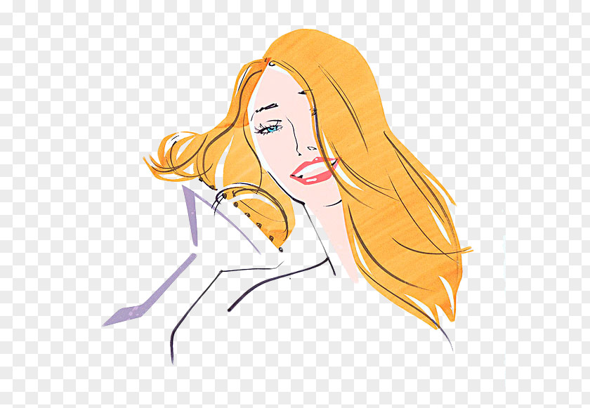 Use A Hair Dryer To Blow Woman Hairstyle Drawing Illustration PNG