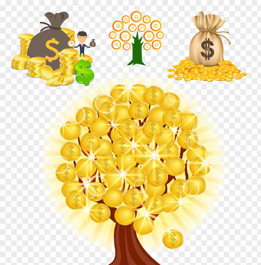 Moneymaker Gold Bags Money Coin Tree PNG