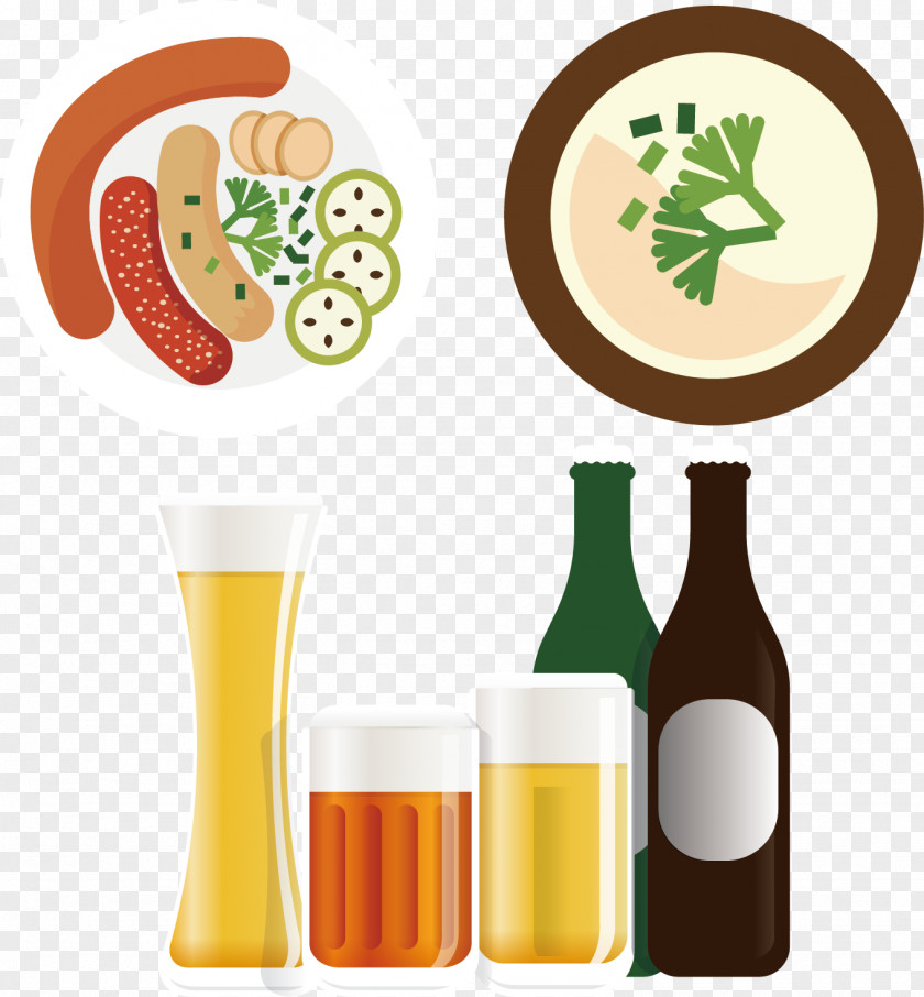 German Sausage Beer Vector Graphics Illustration Clip Art PNG