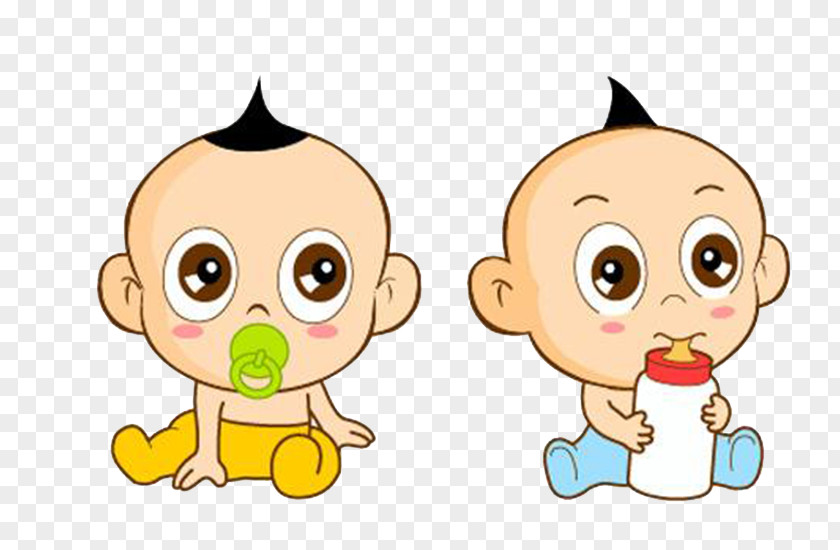 Cartoon Illustration Two Baby In Milk Infant Pacifier PNG