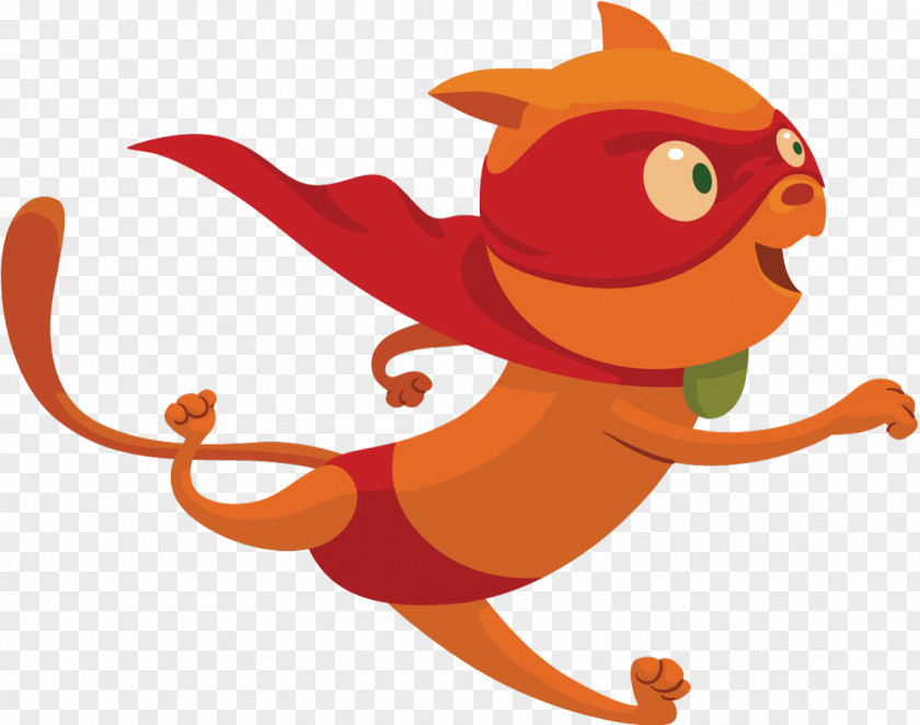 Red Cat Cliparts Superhero Cartoon Illustration PNG