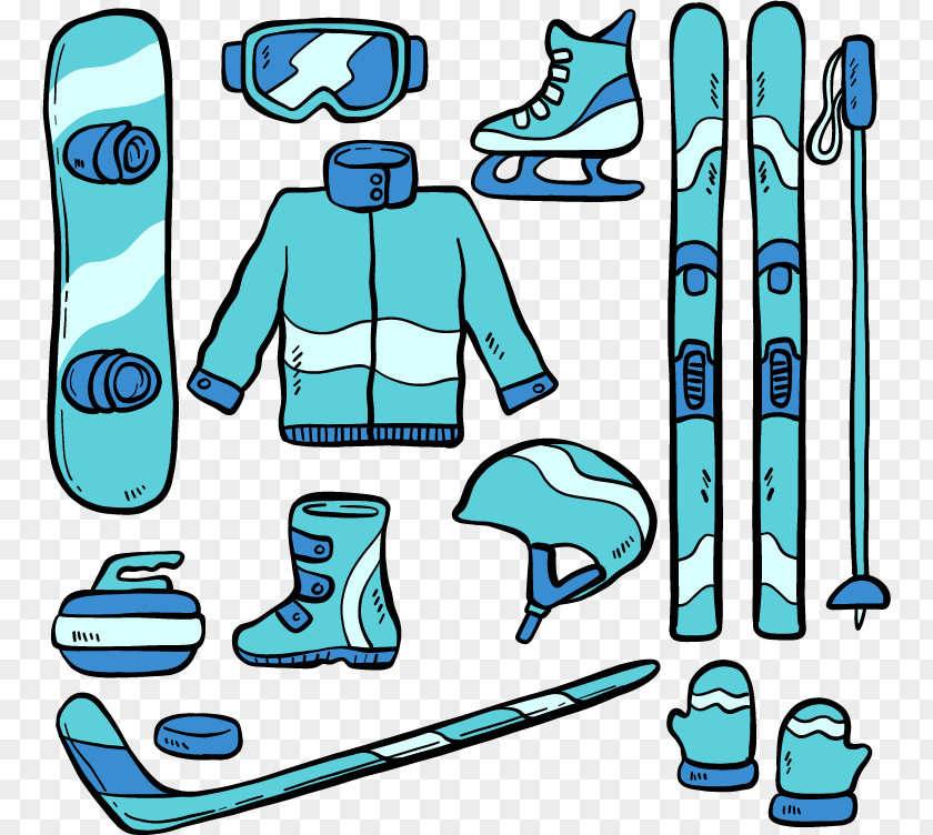Blue Ski Suit Skiing Winter Sport PNG
