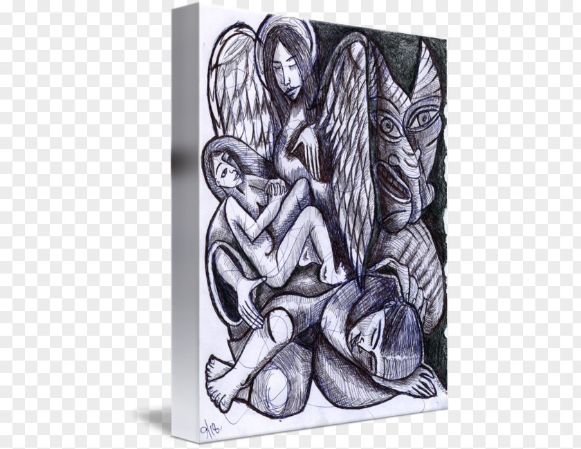 Devil And Angel Illustration Sketch Visual Arts Fine Art PNG