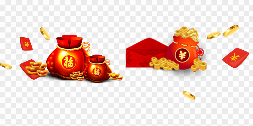 Chinese New Year Gold Ingots Each Child Element Red Envelope U304au5e74u7389u888b Fukubukuro U5143u5b9d PNG