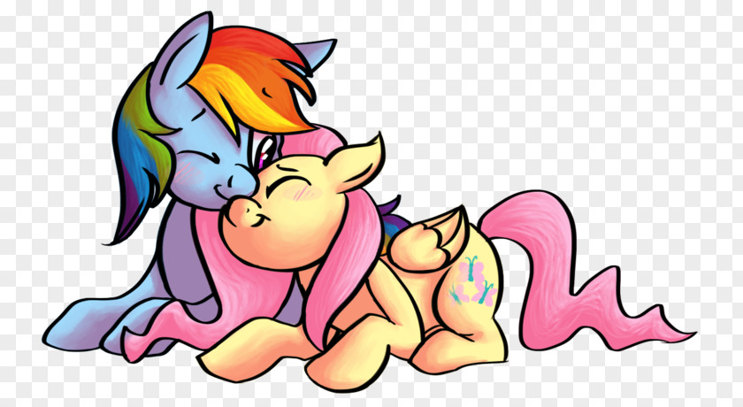 Rainbow Dash X Fluttershy Kiss Pony Clip Art Horse PNG