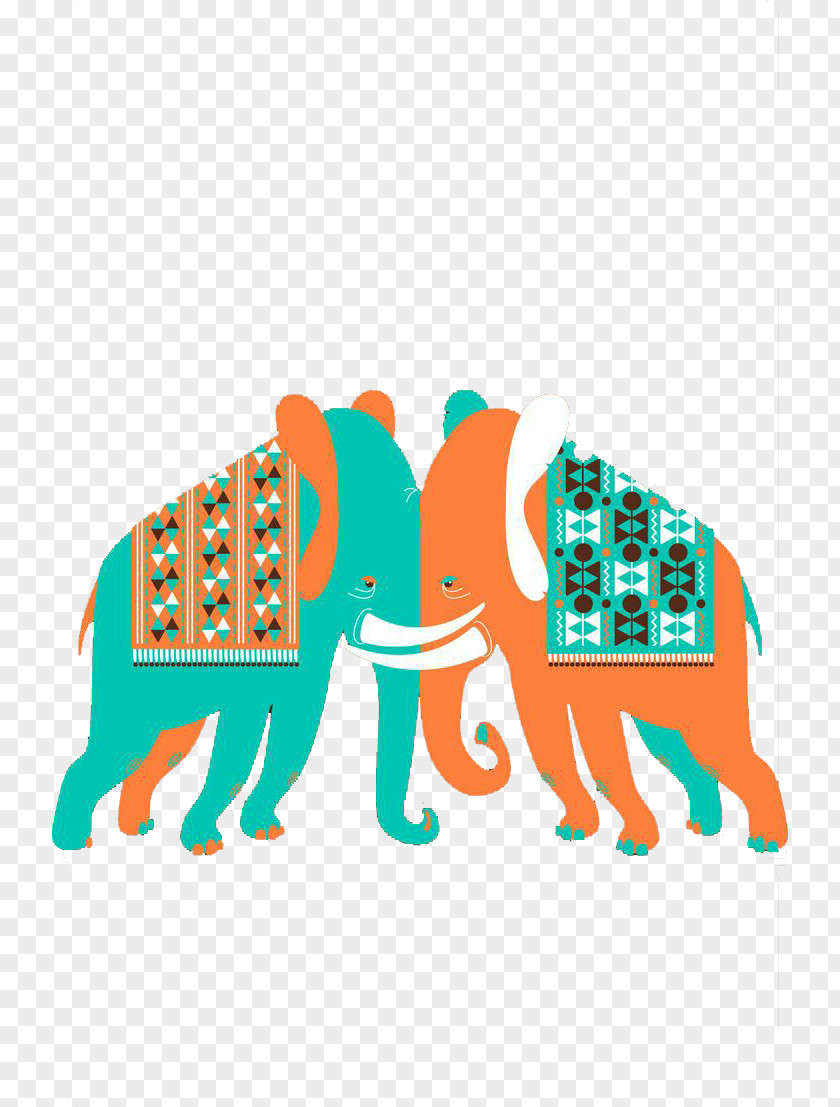 Two Elephants Wrestling Elephant Euclidean Vector Clip Art PNG