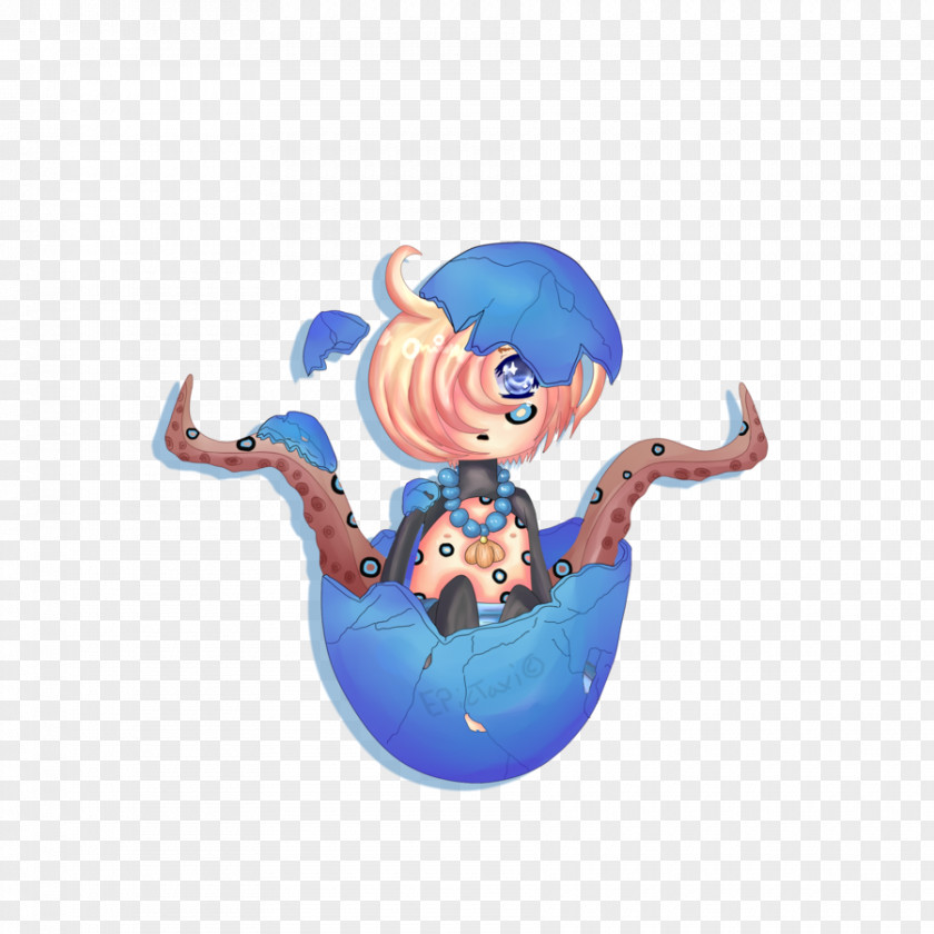 Hatching Octopus Cephalopod Figurine Turquoise PNG