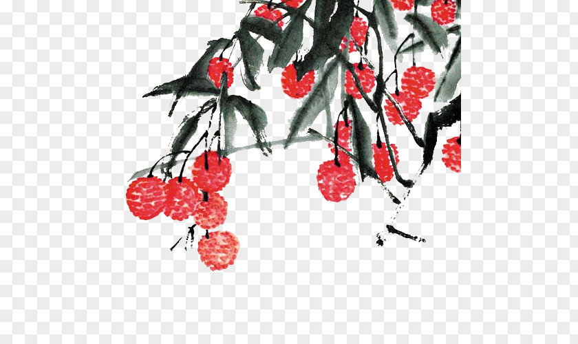 Litchi Tree Painting U8354u679d Chinese Ink Wash Lychee PNG