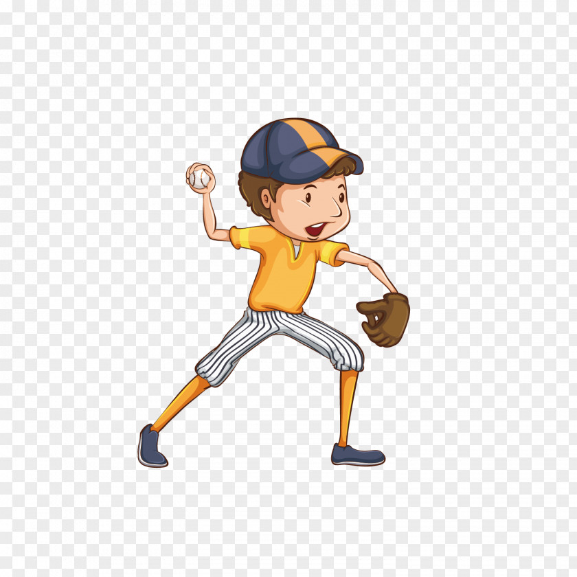 Vector Cartoon Boy Baseball Illustration Child PNG