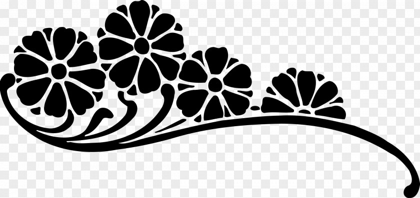 Flower Black And White Abstract PNG