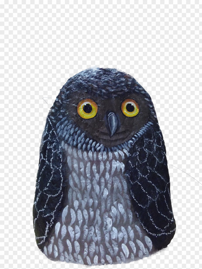 Stone Rock Painting Pebble Great Grey Owl PNG