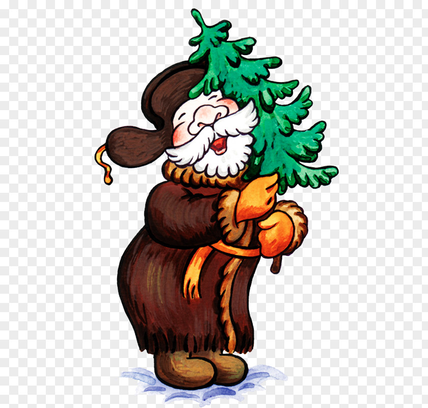 Grandfather Holding A Christmas Tree Ded Moroz Snegurochka New Year Presentation PNG