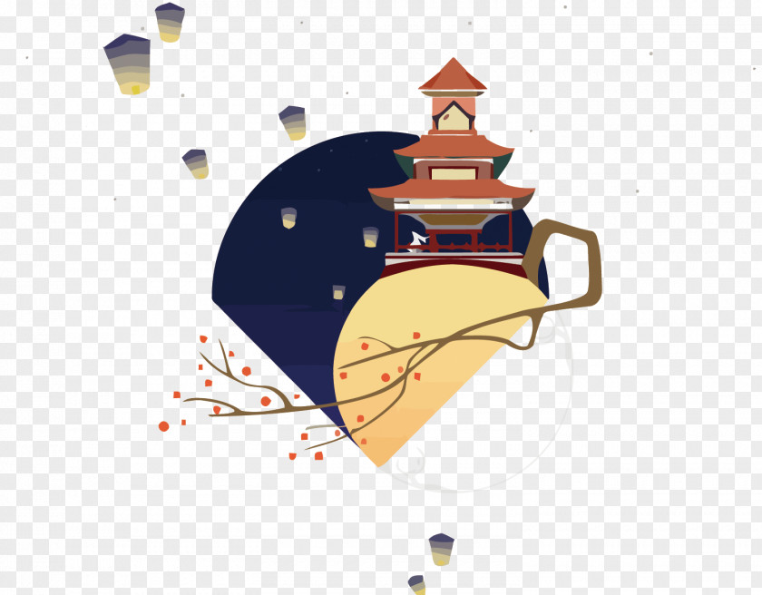Vector Chinese Wind Moon Palace China Graphic Design Illustration PNG