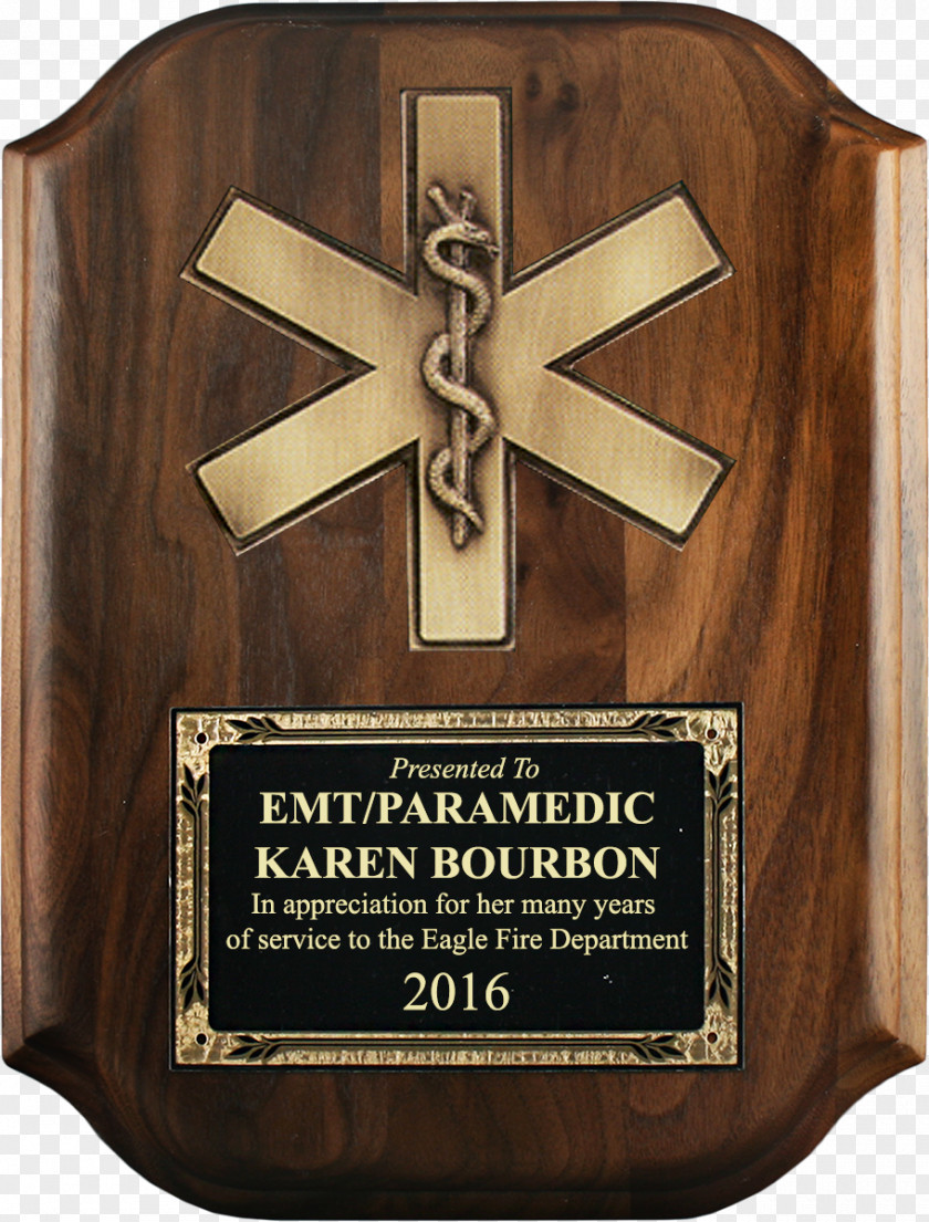 Firefighter Star Of Life Emergency Medical Services Paramedic Technician Commemorative Plaque PNG