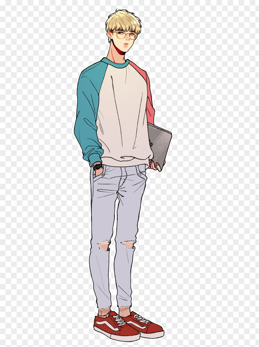 Gesture Style Jeans Cartoon PNG