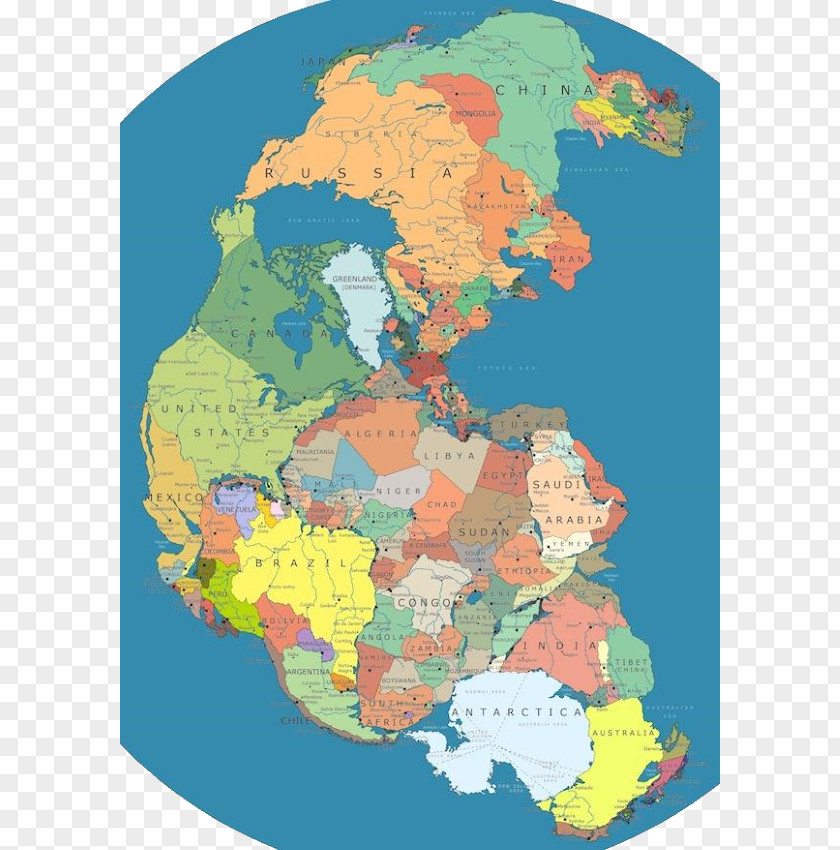 Earth Puzzle Pangaea Supercontinent Map Laurasia Panthalassa PNG