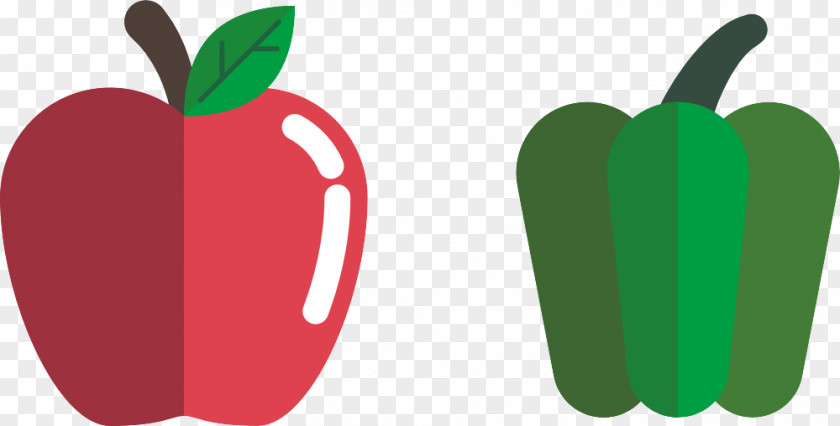 Vector Apple And Green Pepper Cartoon Clip Art PNG