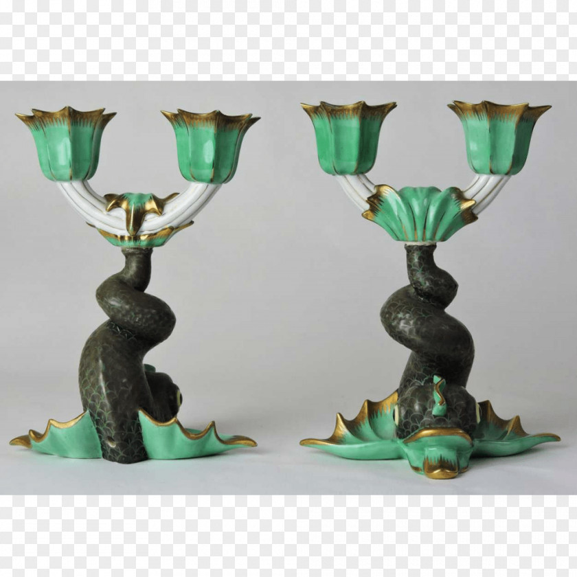 Hand Painted Herend Porcelain Manufactory Candlestick Glass PNG