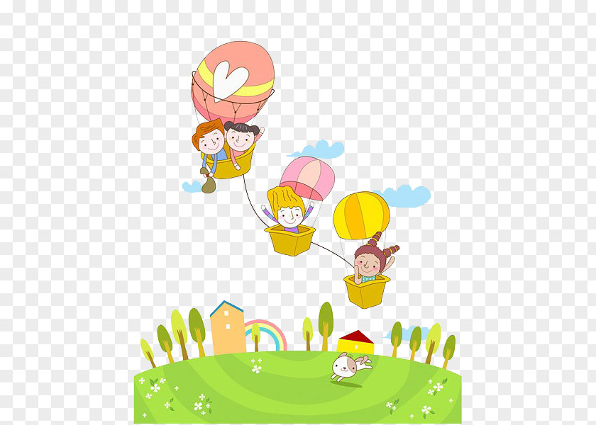 Kids Hot Air Balloon Clip Art PNG