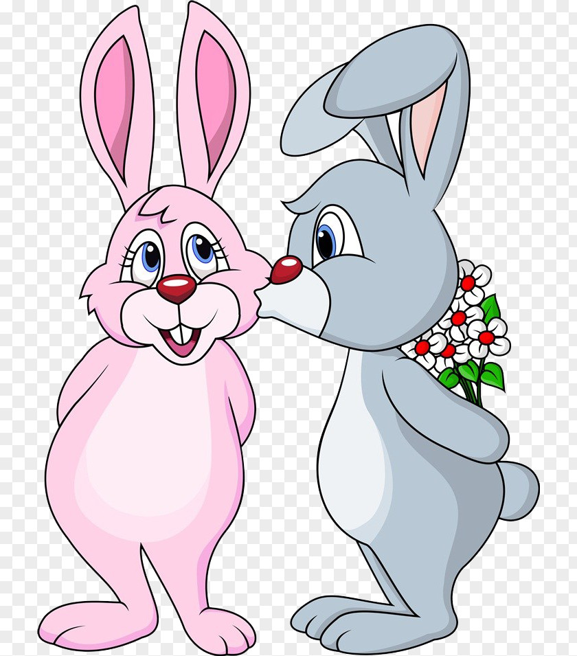 Rabbit Kissing Kiss Illustration PNG