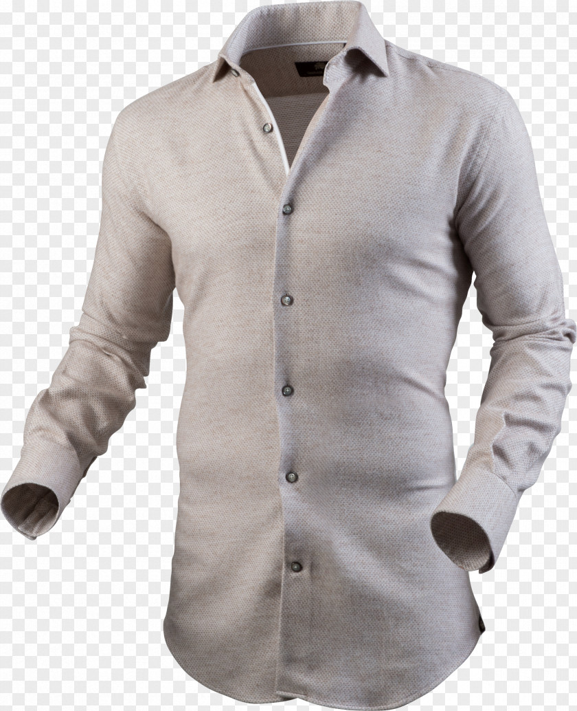 T-shirt Long-sleeved Dress Shirt Beige PNG