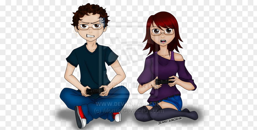 Couple Drawing Nerd Gamer PNG